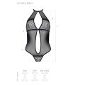Passion Satara Body red - эротическое боди с кружевом и окантовкой, XXL/XXXL (чёрный с красным)