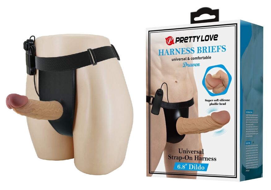 Мужской страпон с вибрацией Pretty Love - HARNESS BRIEFS Draven