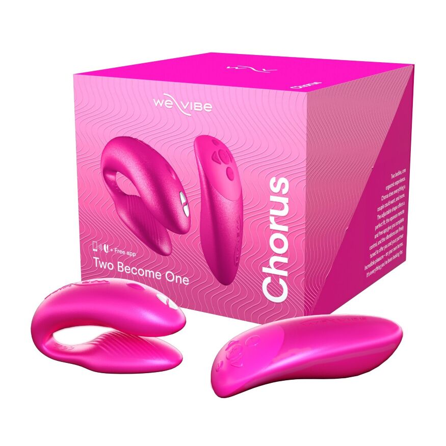 Смарт-вибратор для пар We-Vibe Chorus Cosmic Pink, сенсорное управление вибрациями сжатием пульта (мятая упаковка!!!)