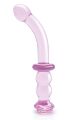 Изогнутый стеклянный розовый фаллоимитатор для точки G Dream Toys Glaze Glass с бутоном