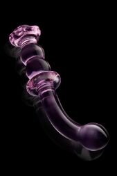 Вигнутий скляний рожевий фалоімітатор для точки G Dream Toys Glaze Glass з бутоном