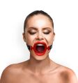 Кляп-розширювач силіконове кільце Art of Sex  -  Gag ring, червоний, натуральна шкіра