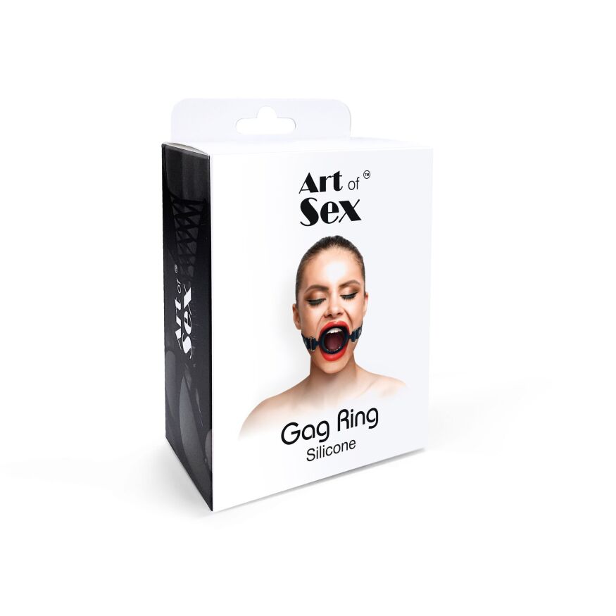 Кляп-розширювач силіконове кільце Art of Sex  -  Gag ring, червоний, натуральна шкіра