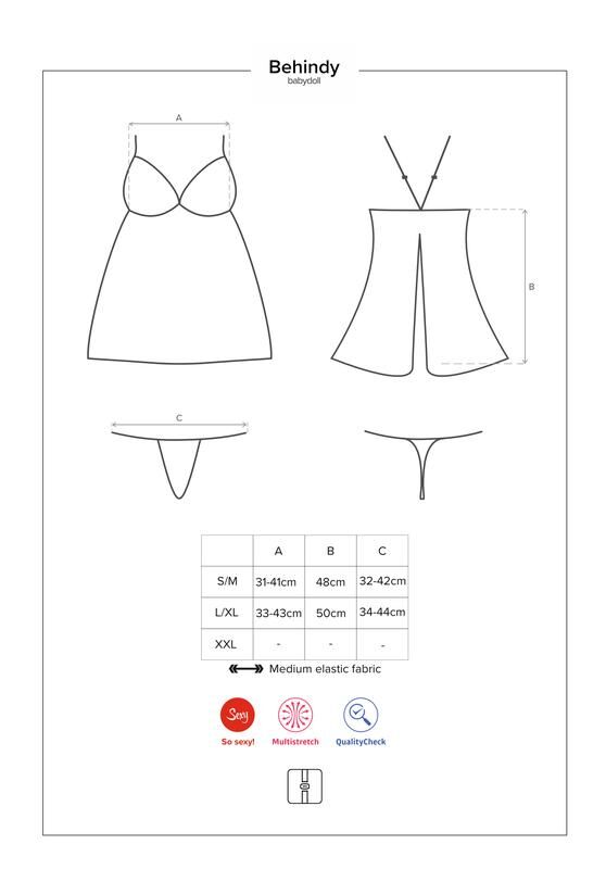 Сорочка Obsessive Behindy babydoll &amp; thong L/XL
