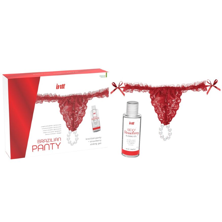Набор из трусиков и лубриканта INTT BRAZILIAN PANTY RED