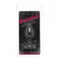 Анальная пробка с камнем Black Silicone Heart Red M