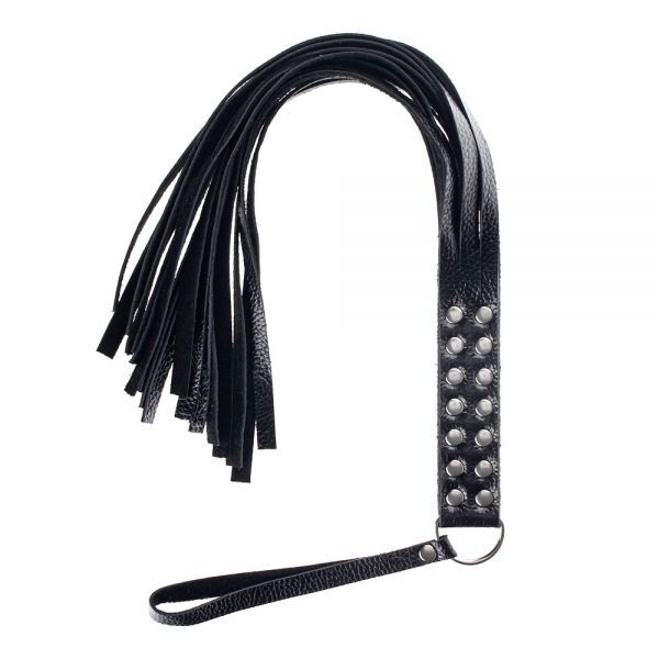 Невеликий чорний батіг з м'якими хлистами Double Fancy Flogger Black