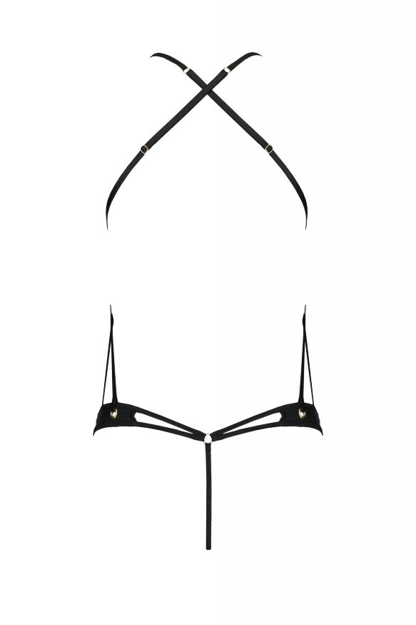 Боді з декоративними ремінцями та відкритим доступом, екошкіра TASMINA BODY black S/M - Passion