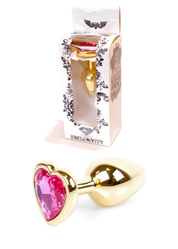 Анальна пробка - Jewellery Gold Heart Plug Pink