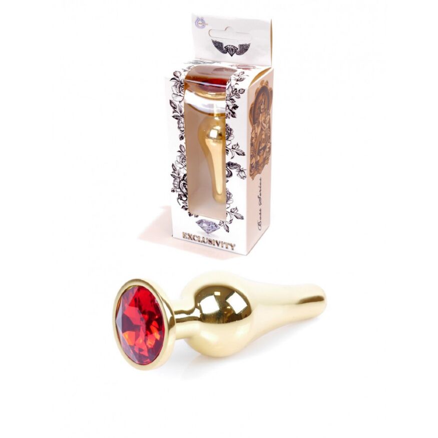 Анальная пробка с красным камнем Plug-Jewellery Gold BUTT PLUG- Red