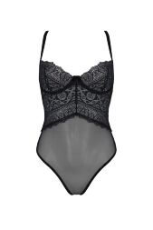 Боди Passion KERRIA BODY black, L/XL, с высокими вырезами и верхом балконет
