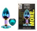 Анальная пробка с кристаллом EGZO - Multicolor Heart Plug Marine size S