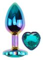 Анальная пробка с кристаллом EGZO - Multicolor Heart Plug Marine size S