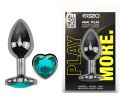 Анальная пробка с кристаллом EGZO - Dark Silver Heart Plug Marine size M