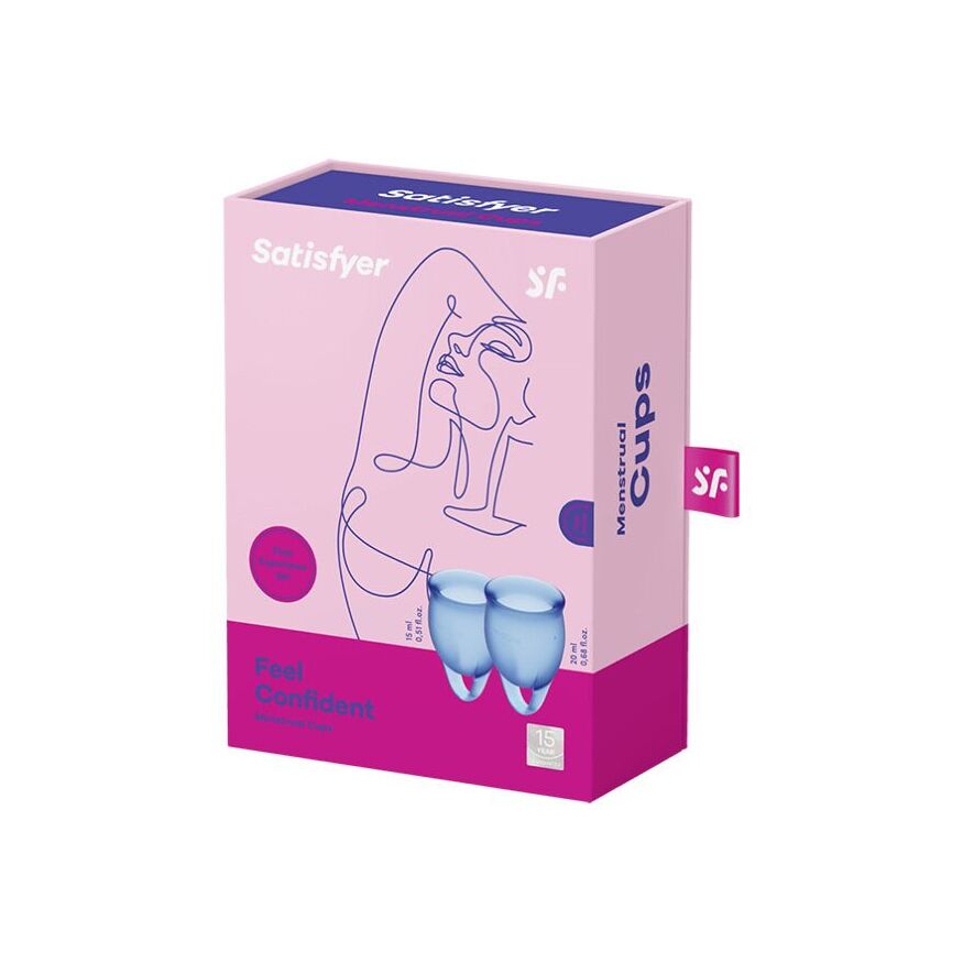 Набор менструальных чаш Satisfyer Feel Confident (dark blue), 15мл и 20мл, мешочек для хранения