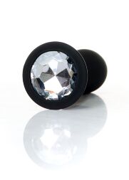 Анальна пробка - Jewellery Silicone Black Plug L Clear