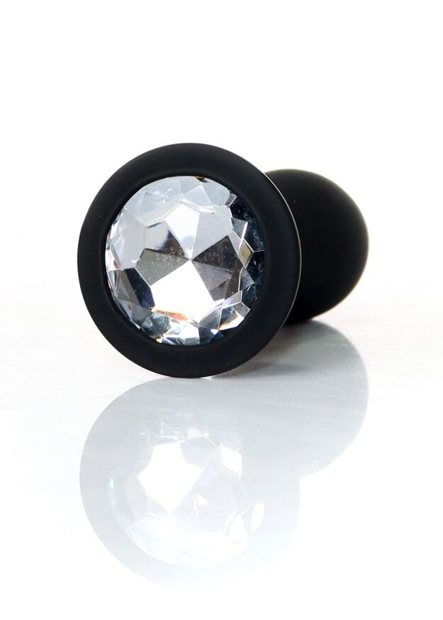 Анальна пробка - Jewellery Silicone Black Plug L Clear