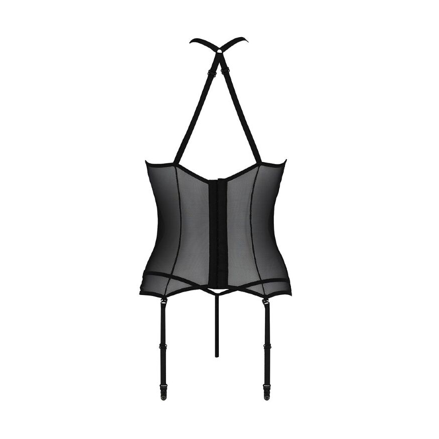 Passion Satara Corset - эротический корсет с кружевом, L/XL (чёрный)
