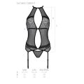 Passion Satara Corset - эротический корсет с кружевом, L/XL (чёрный)