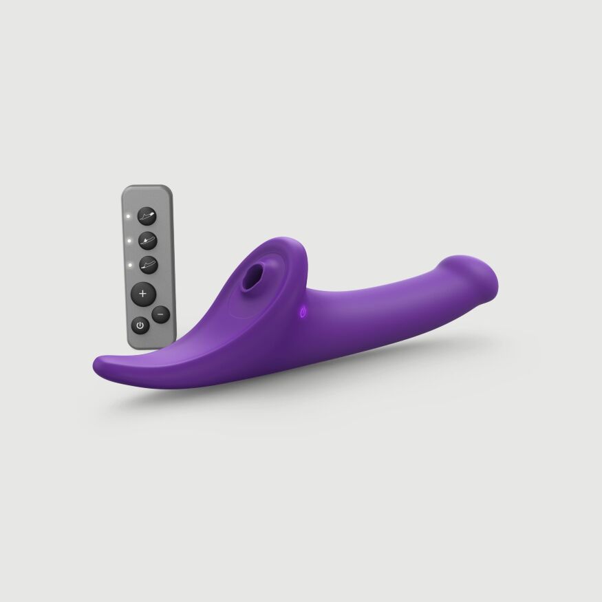 Вибронасадка для страпона с вакуумной стимуляцией Strap-On-Me Multi Orgasm Dildo L Purple