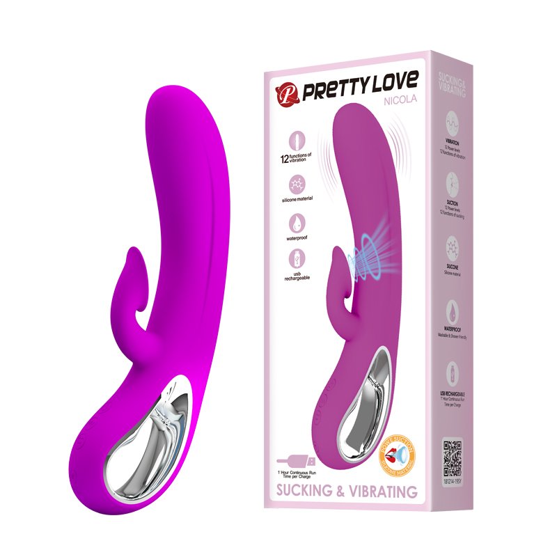 Силиконовый вибратор с инновационным стимулятором клитора Pretty Love Nicola Vibrator Purple