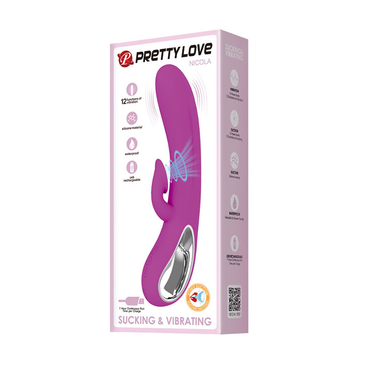 Силиконовый вибратор с инновационным стимулятором клитора Pretty Love Nicola Vibrator Purple