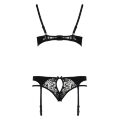 Комплект белья PAULINE SET black L/XL Passion: стрэпы: лиф, стринги и пояс для чулок