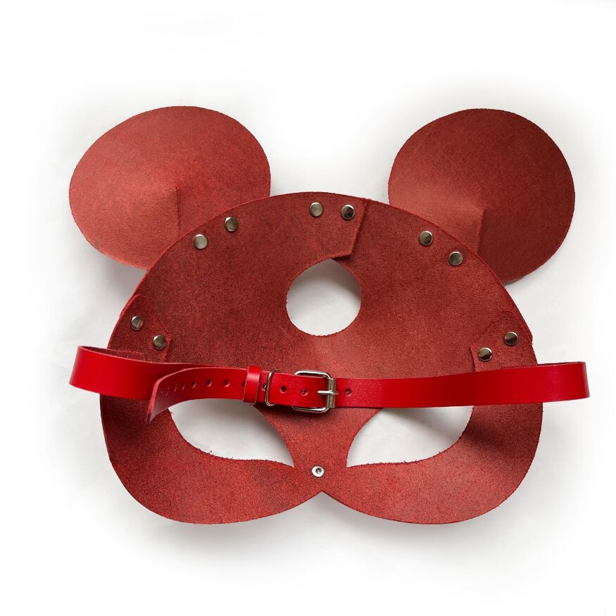 Кожаная маска зайки Art of Sex - Mouse Mask, цвет Красный