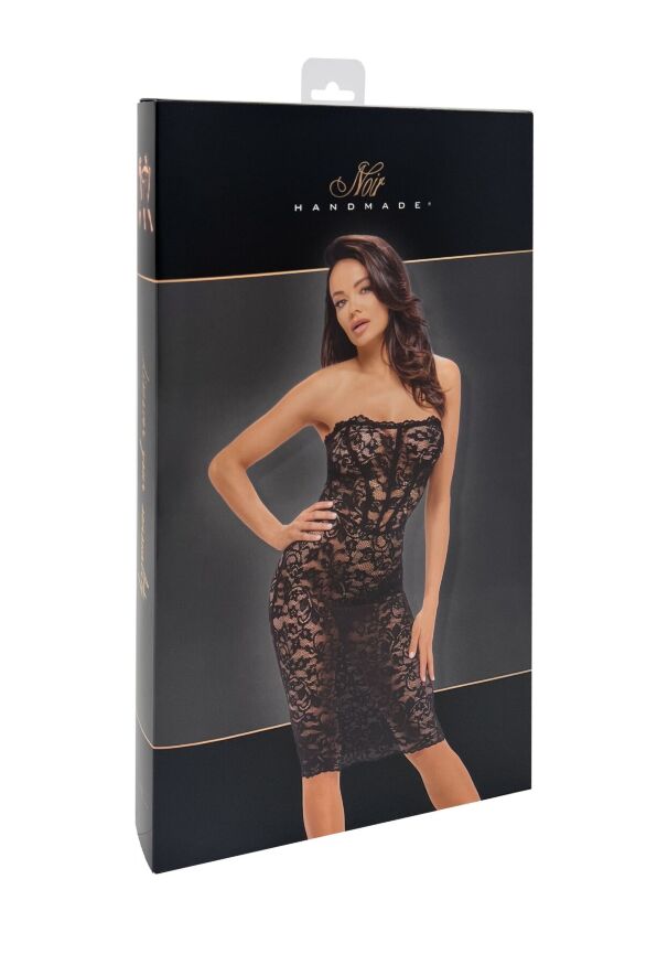 Платье Noir Handmade F301 Catalyst, XL, black, миди, кружево, открытые плечи, шнуровка на спине
