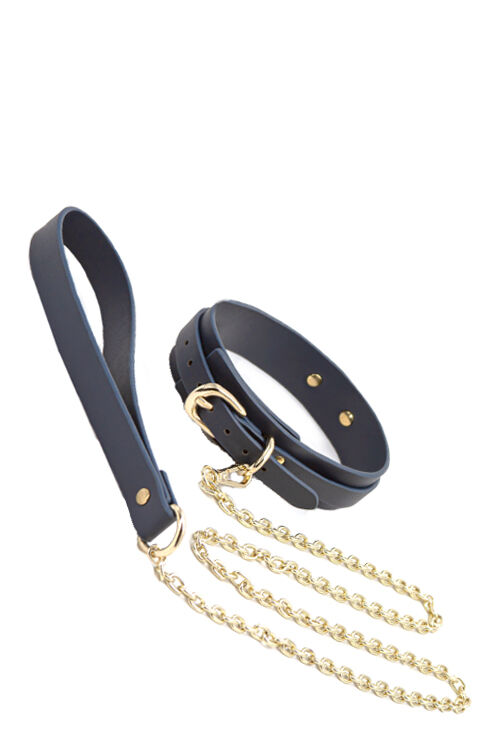 Ошейник с поводком BONDAGE COUTURE COLLAR AND LEASH BLUE   