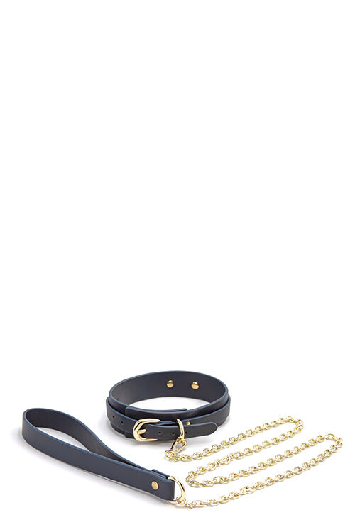 Ошейник с поводком BONDAGE COUTURE COLLAR AND LEASH BLUE   