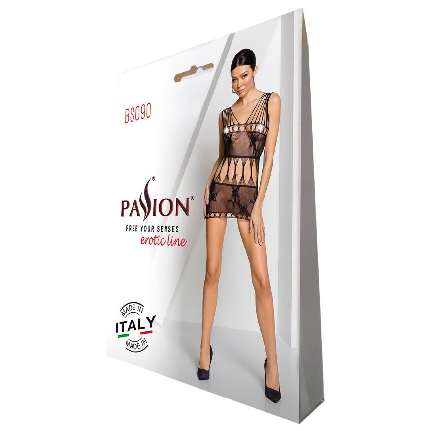 Бодистокинг — мини-платье с бабочками Passion BS090 black