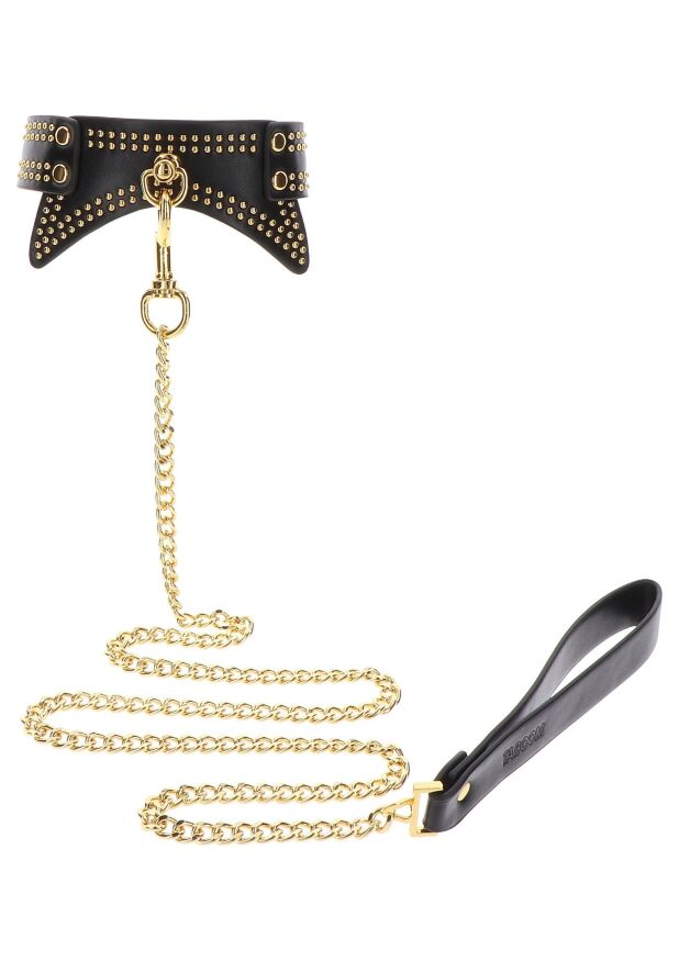 Нашийник із заклепками та повідцем Taboom Vogue Studded Collar and Leash, веганська шкіра, чорний