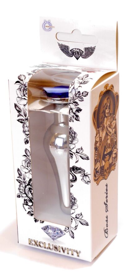 Анальная пробка Boss Series - Jewellery Silver BUTT PLUG Dark Blue, BS6400077