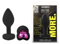 Силиконовая анальная пробка EGZO - Silicone Black Heart Plug Rose, size S