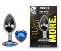 Анальна пробка з кристалом EGZO - Dark Silver Heart Plug Blue size S
