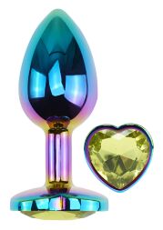 Анальна пробка з кристалом EGZO - Multicolor Heart Plug Lime size S