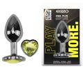 Анальная пробка с кристаллом EGZO - Dark Silver Heart Plug Lime size M