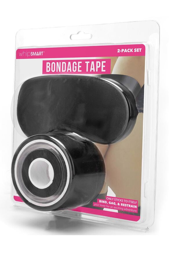 Набор БДСМ WhipSmart Bondage Tape лента для бондажа с маской для глаз, черный
