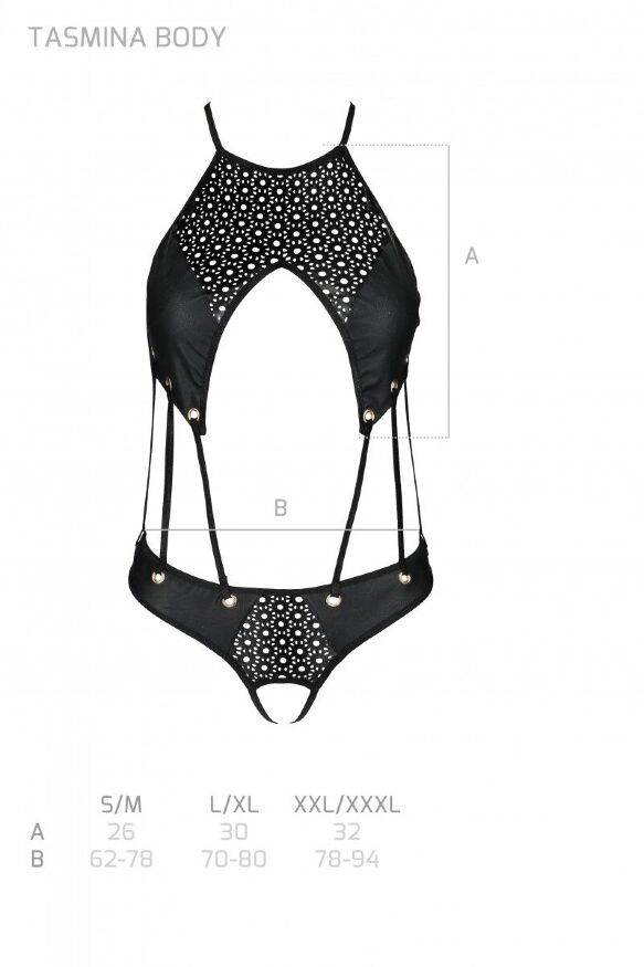 Боди из эко-кожи Passion Tamaris Body black XXL/XXXL: с ремешками и перфорацией