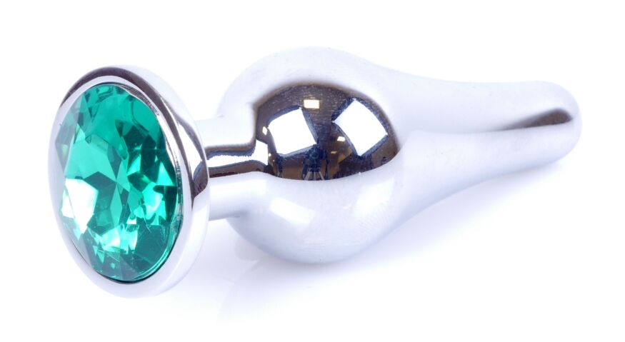Анальная пробка Boss Series - Jewellery Silver BUTT PLUG Green, BS6400078