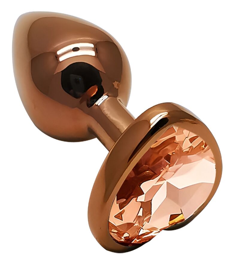 Анальная пробка с кристаллом EGZO - Dark Gold Heart Plug Yellow, size S