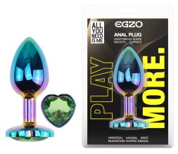 Анальна пробка з кристалом EGZO - Multicolor Heart Plug Green size S