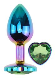 Анальна пробка з кристалом EGZO - Multicolor Heart Plug Green size S
