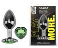 Анальна пробка з кристалом EGZO - Dark Silver Heart Plug Green size M