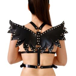 Жіноча портупея Art of Sex - Wings чорна L-2XL, екошкіра