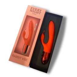 Вібратор кролик Every Night Toys з відростком для стимуляції клітора, червоний