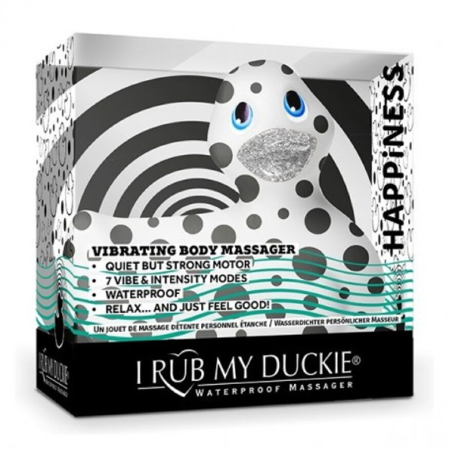 Уточка вибратор I Rub My Duckie белая в черный горох