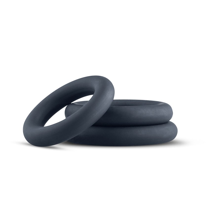 Набір ерекційних кілець Boners 3-Piece Cock Ring Set – Grey, 3; 3,3 та 4,4 см