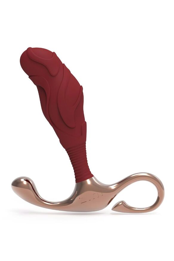 Массажер простаты рельефный, L, Zini Janus Lamp Iron бордовый, 11.9 х 3.3 см
